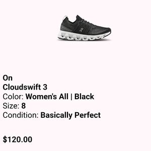 On Running Cloudswift 3 Women's Black Sneakers